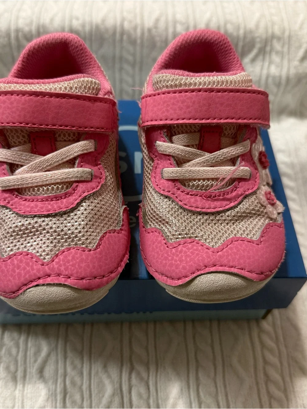 Toddler Pink Mesh & Faux-Leather Sneakers with Hook-and-Loop Strap